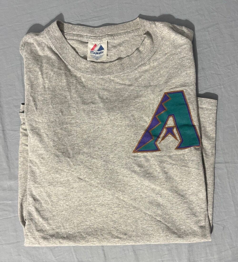 Vintage Arizona Diamondbacks T-Shirt Short Sleeve Gray MLB Old Logo FLAW